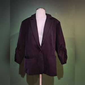 Women’s Black Ruched Sleeve Blazer – Size XL